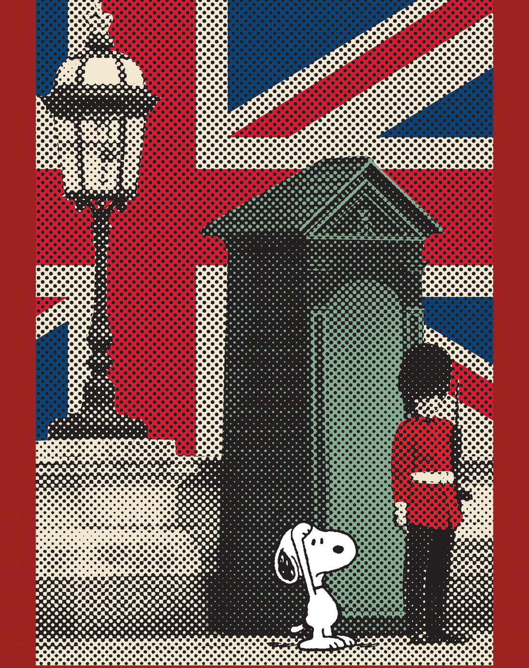 Peanuts Snoopy Remix UK Beefeater Official Kid's T-Shirt Red - Urban Species Design Close Up