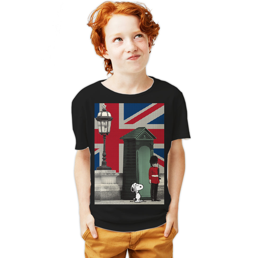 Peanuts Snoopy Remix UK Beefeater Official Kid's T-Shirt Black - Urban Species