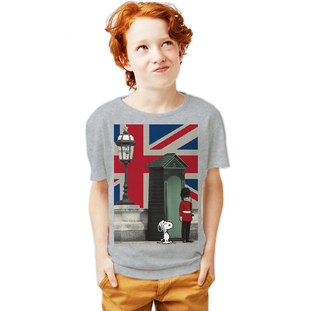 Peanuts Snoopy Remix UK Beefeater Official Kid's T-Shirt Sports Grey - Urban Species