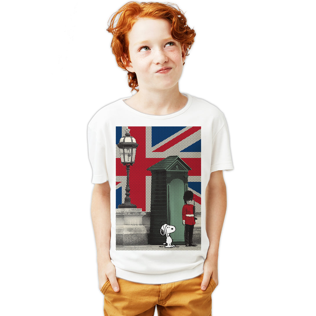 Peanuts Snoopy Remix UK Beefeater Official Kid's T-Shirt White - Urban Species