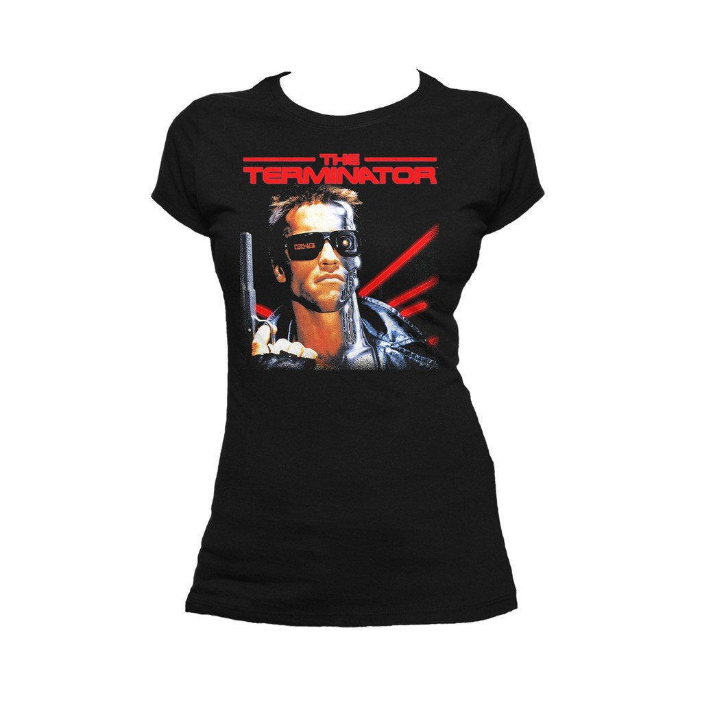 Terminator Classic Movie Poster Official Women's T-shirt (Black) - Urban Species Official Ladie's t-shirt