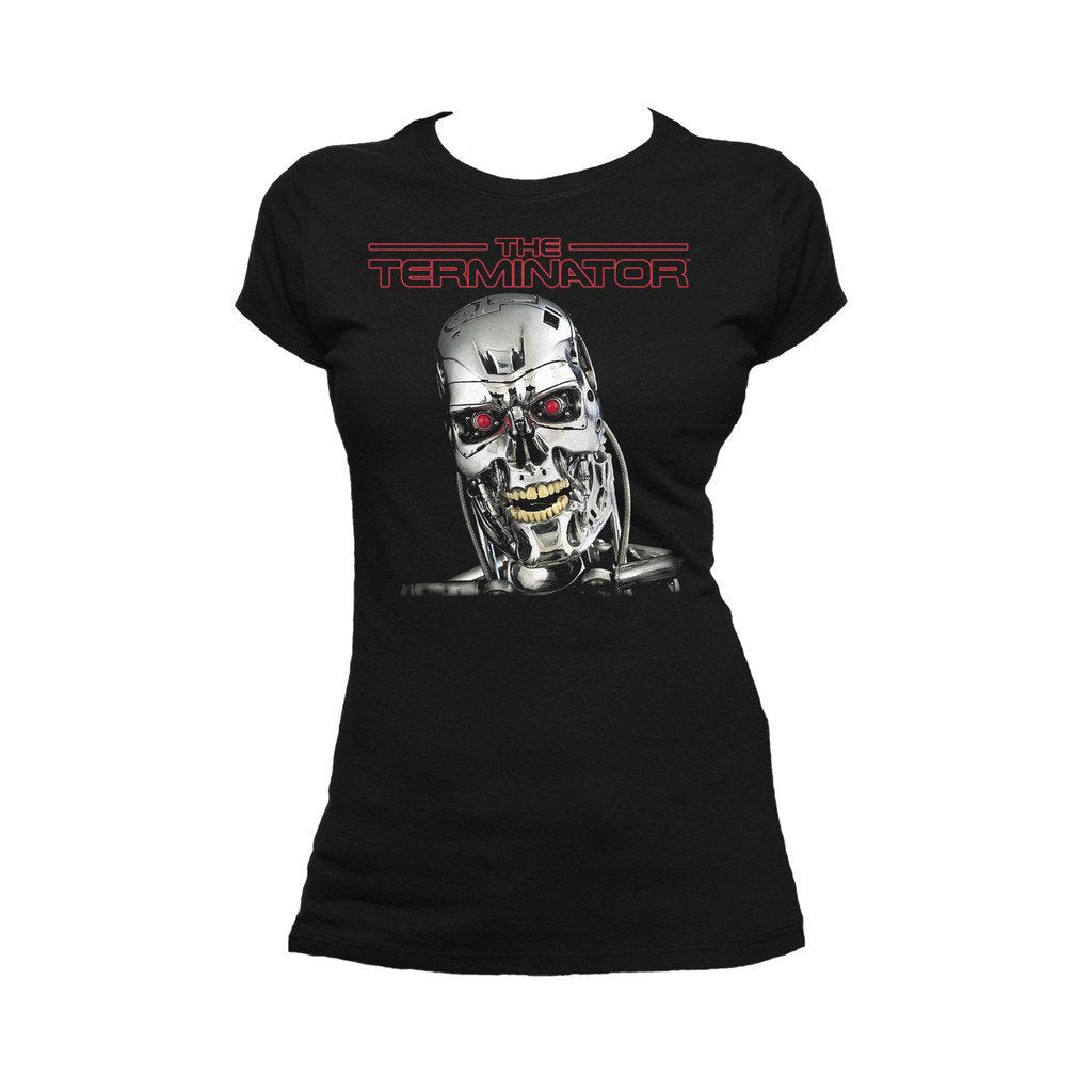 Terminator T-800 Head Official Women's T-shirt (Black) - Urban Species Short Sleeved Women's T-shirt
