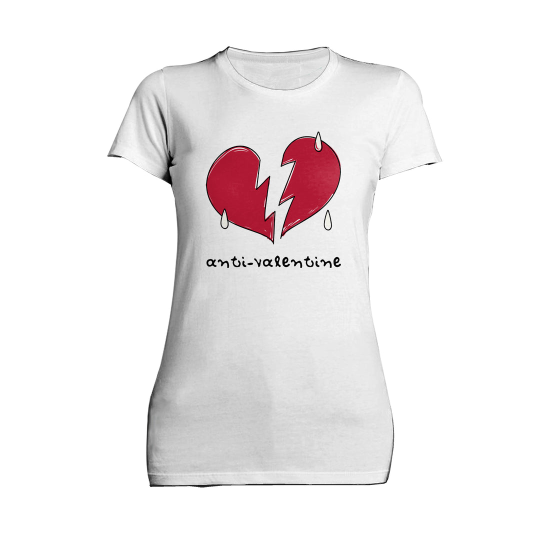 Anti Valentine Broken Weeping Heart Women's T-shirt White - Urban Species