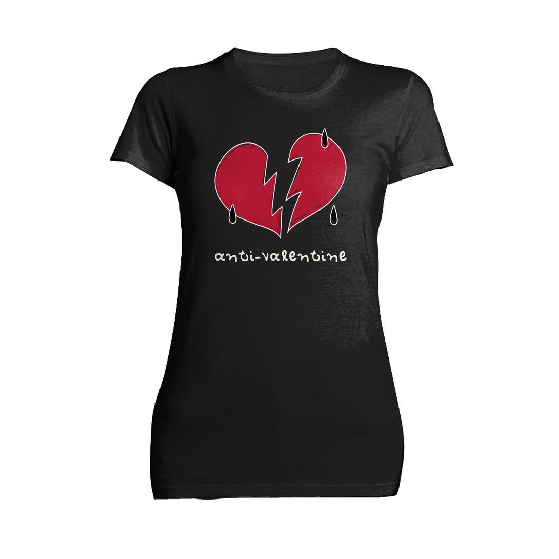 Anti Valentine Broken Weeping Heart Women's T-shirt Black - Urban Species