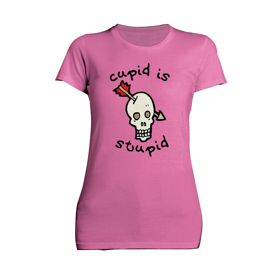 Anti Valentine Cupid Is Stupid Women's T-shirt Pink - Urban Species