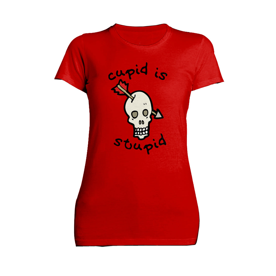 Anti Valentine Cupid Is Stupid Women's T-shirt Red - Urban Species