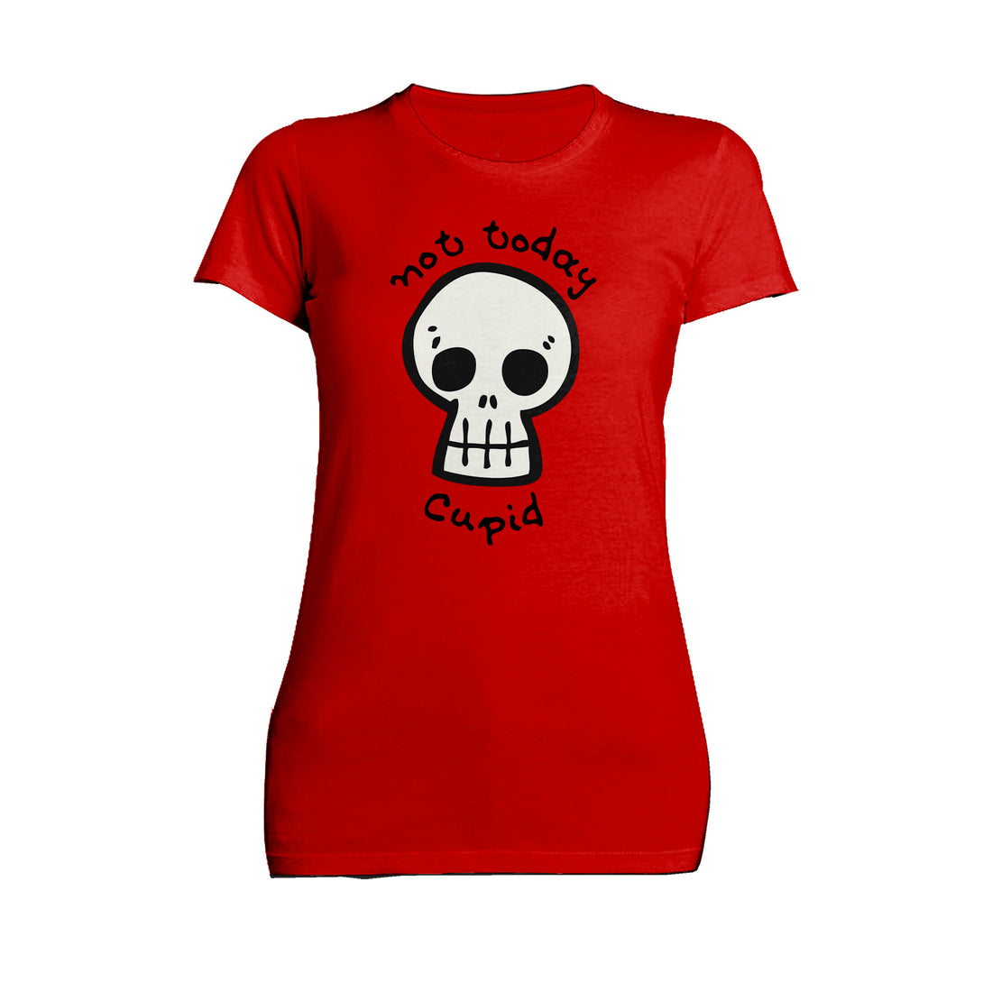 Anti Valentine Not Today Cupid Skull Women's T-shirt Red - Urban Species