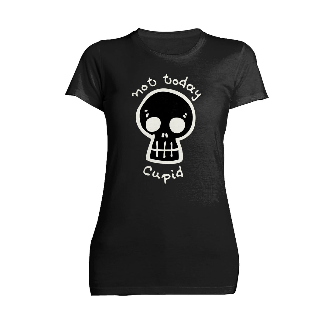 Anti Valentine Not Today Cupid Skull Women's T-shirt Black - Urban Species