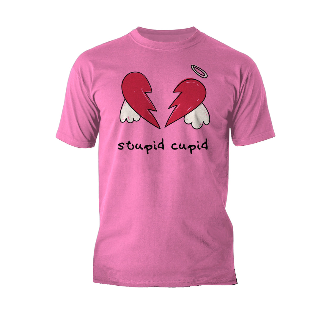 Anti Valentine Stupid Cupid Broken Heart Wings Men's T-shirt Pink - Urban Species
