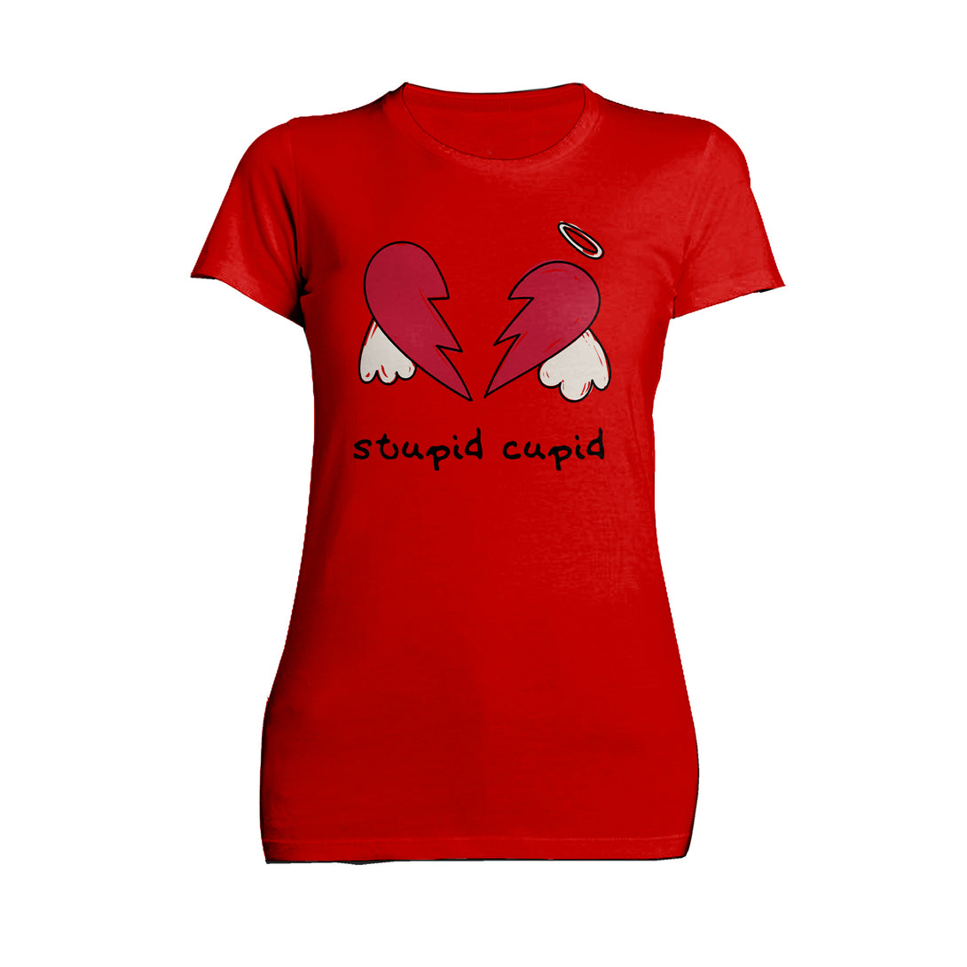 Anti Valentine Stupid Cupid Broken Heart Wings Women's T-shirt Red - Urban Species