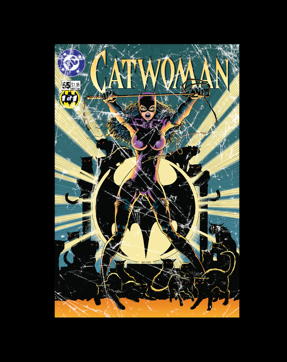 DC Comics Catwoman Cover CW55 Official Sweatshirt Black - Urban Species Design Close Up