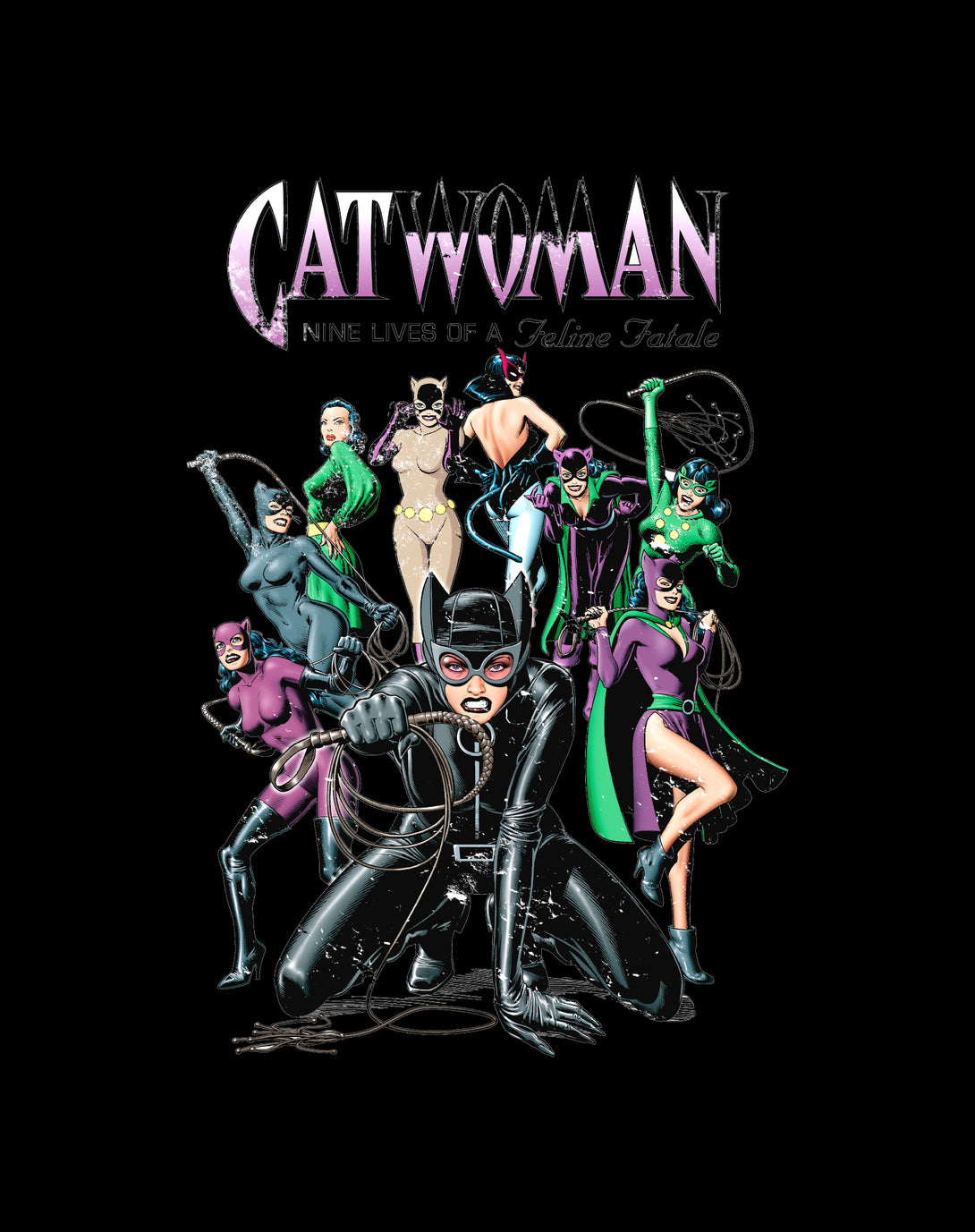 DC Comics Catwoman Cover CW55 Official Men's T-Shirt Black - Urban Species Design Close Up