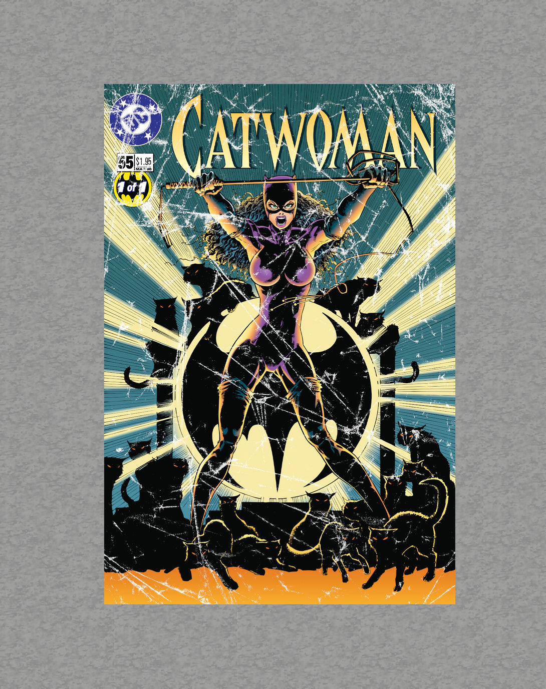 DC Comics Catwoman Cover CW55 Official Sweatshirt Sports Grey - Urban Species Design Close Up