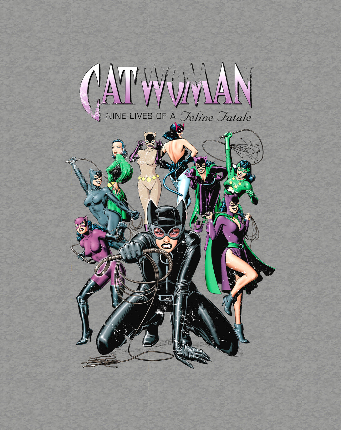 DC Comics Catwoman Cover Nine Lives Official Sweatshirt Sports Grey - Urban Species Design Close Up