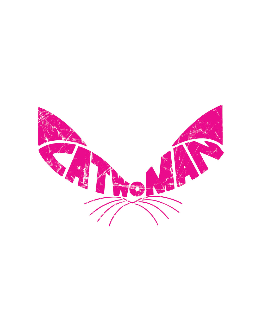DC Comics Catwoman Logo Ears Dist Official Men's T-Shirt White - Urban Species Design Close Up