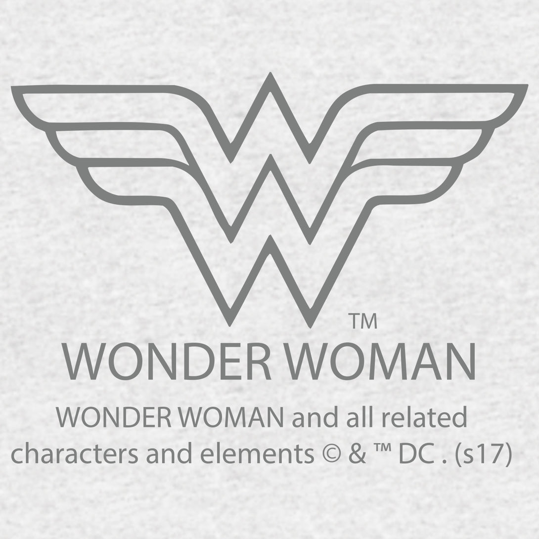 DC Comics Wonder Woman Logo Circle Distressed Official Women's T-shirt (Heather Grey) - Urban Species Ladies Short Sleeved T-Shirt