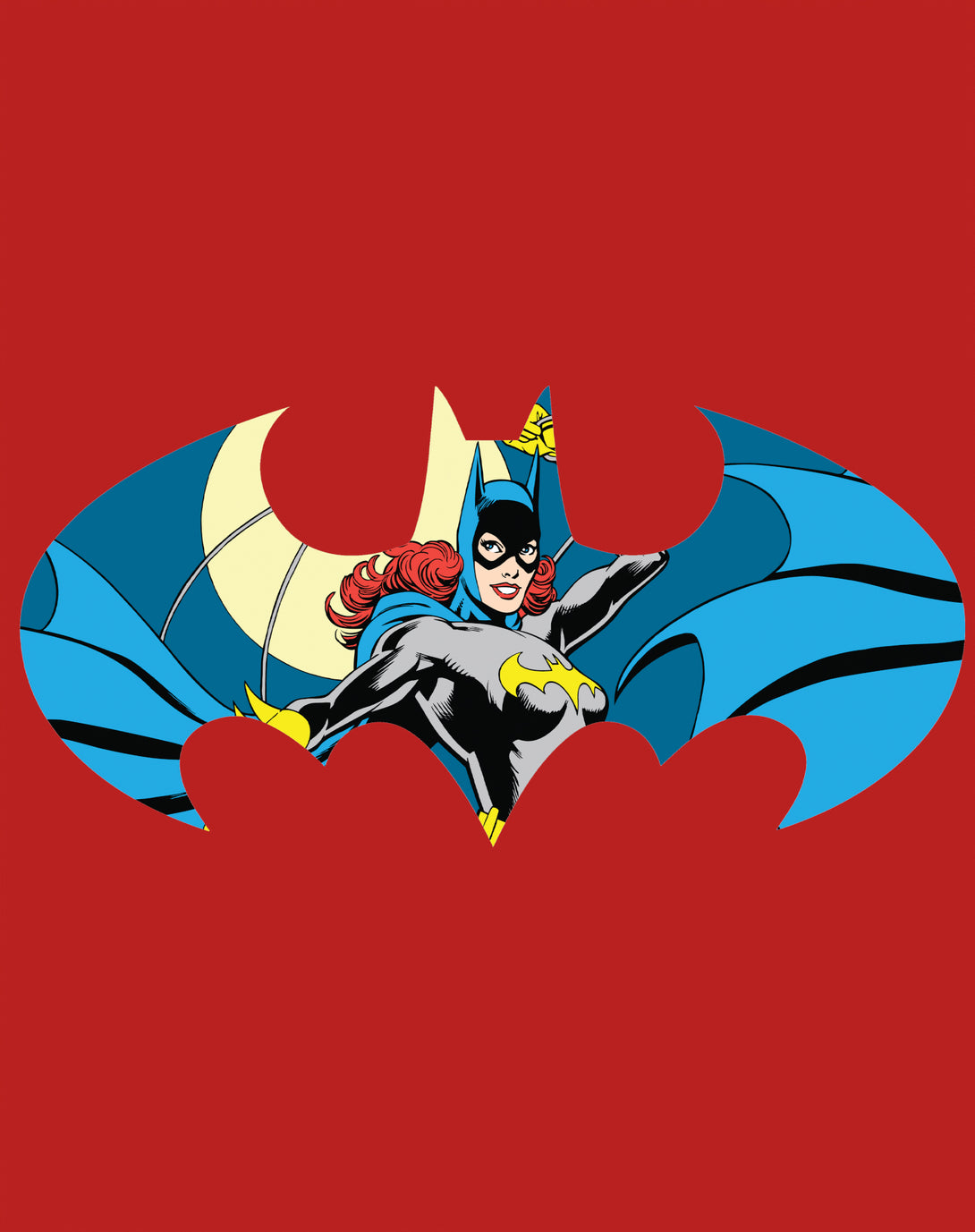 DC Comics Batgirl Logo Character Shield Official Men's T-Shirt Red - Urban Species Design Close Up