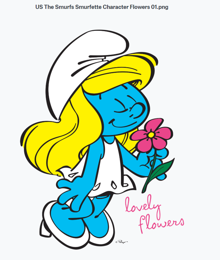 The Smurfs Smurfette Character Flowers Official Women's T-shirt (Blue) - Urban Species Ladies Short Sleeved T-Shirt