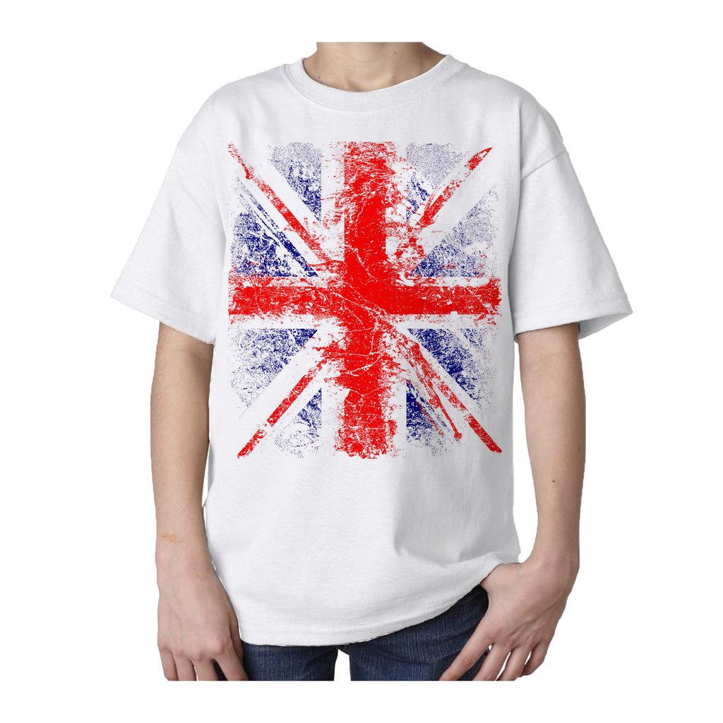 Urban Attitude London Calling Union Jack Distressed Kids T-Shirt (white)