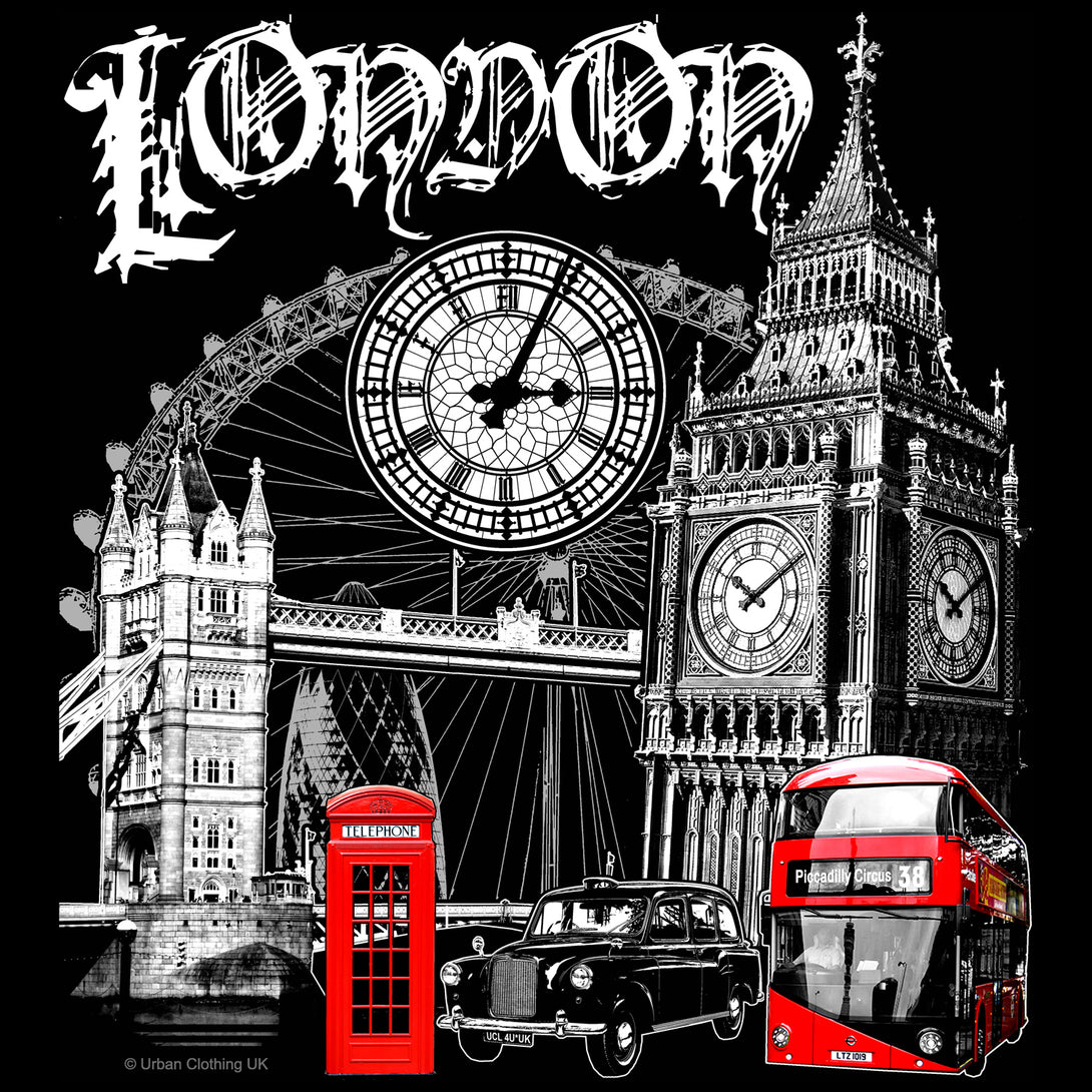 Close Up Urban Attitude London Calling Technicolour Kids T-shirt (Black)