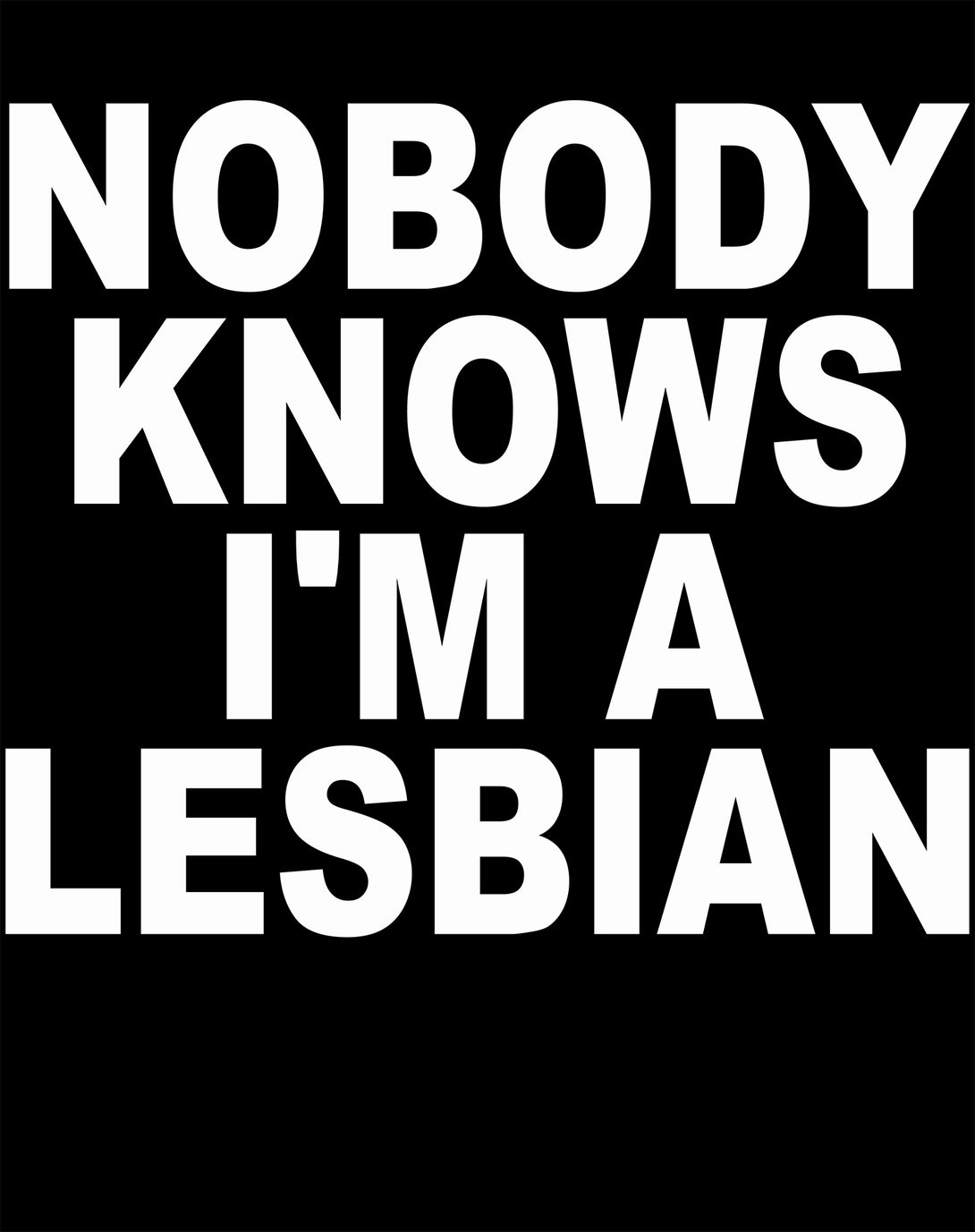 Close Up Urban Attitude Just for Lolz Nobody Knows I'm a Lesbian Women's Joke T-shirt (Black)