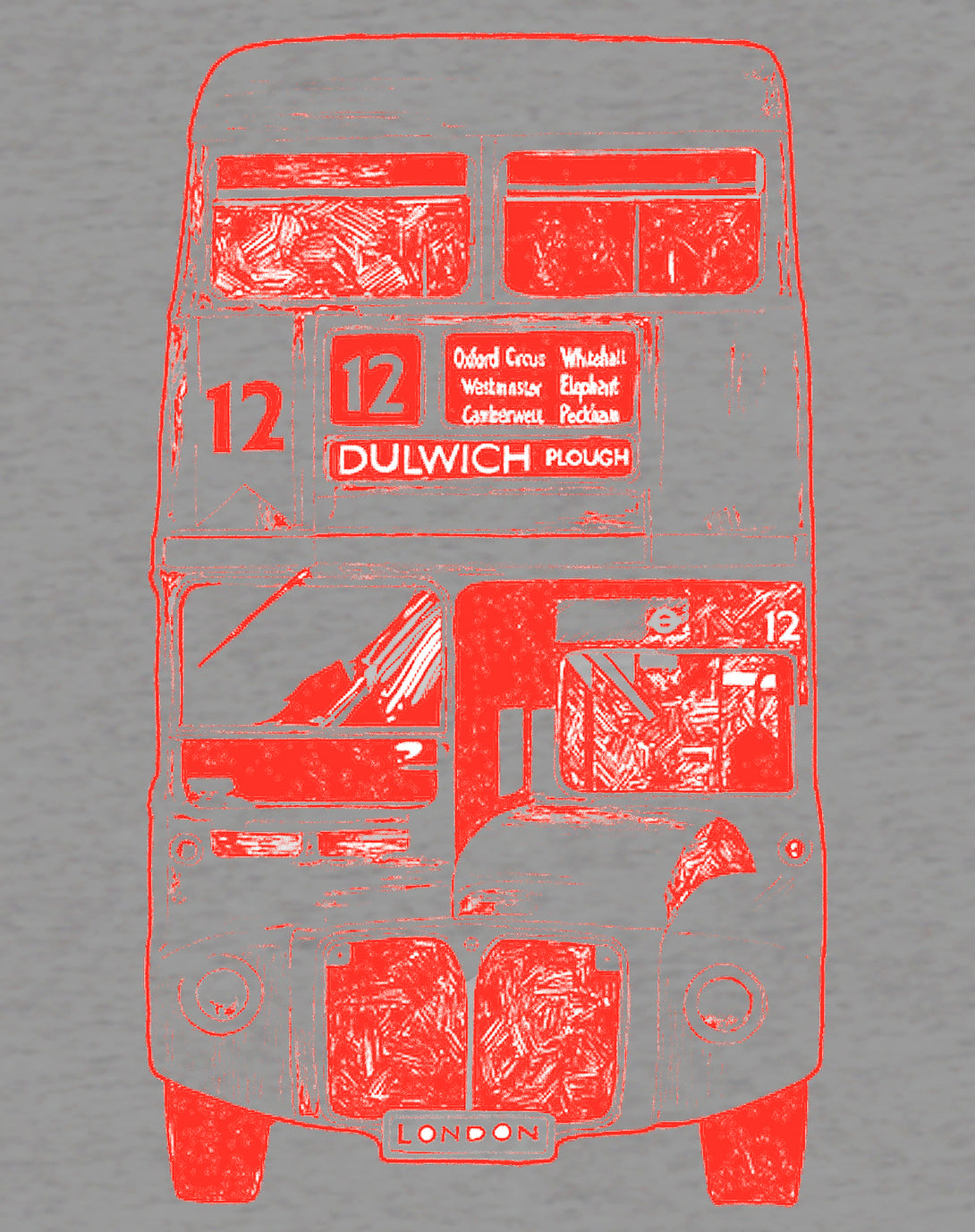 Close Up Urban Attitude London Calling Bus 12 Dulwich Women's T-shirt (Heather Grey)