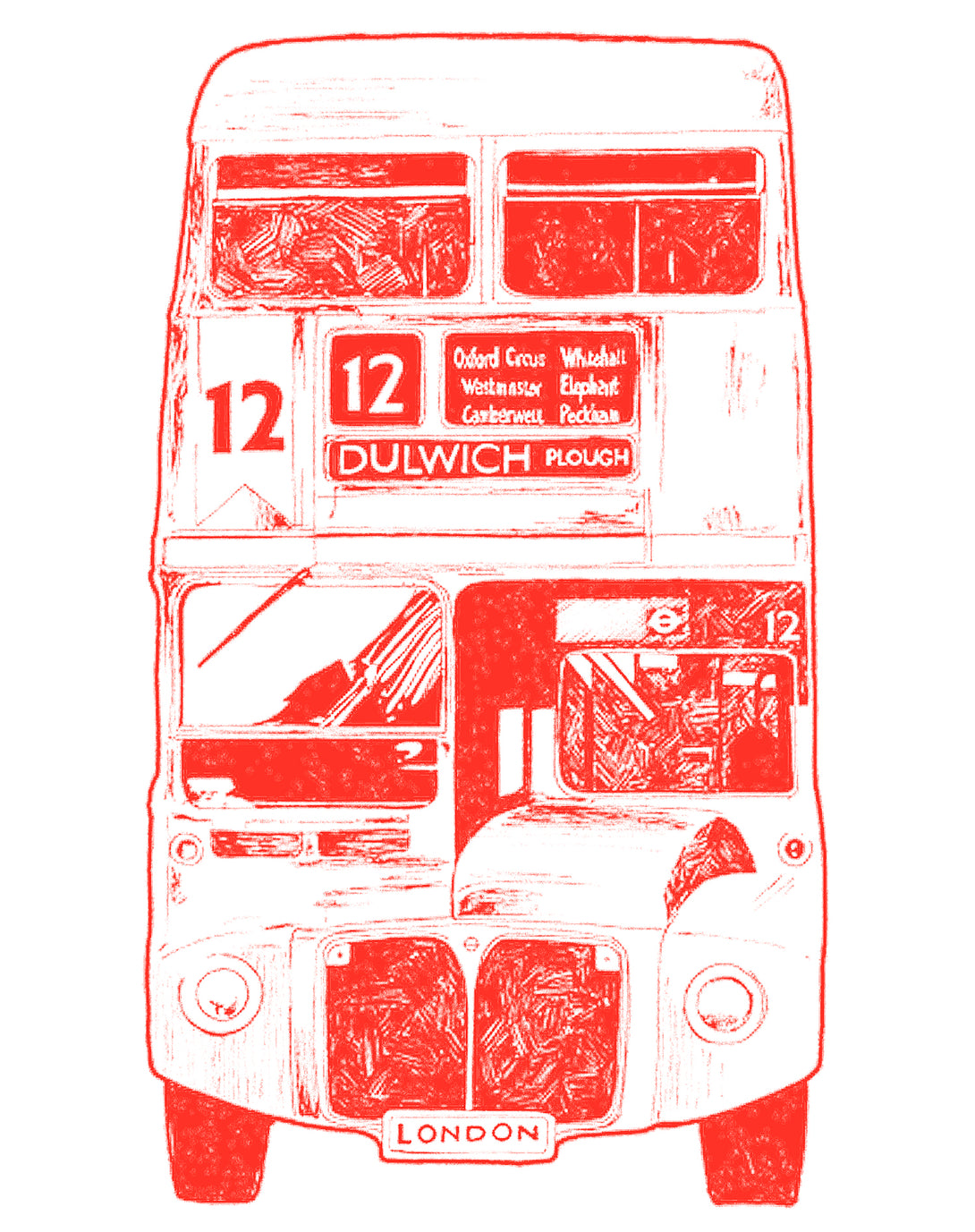 Close Up Urban Attitude London Calling Bus 12 Dulwich Men's T-shirt (White)