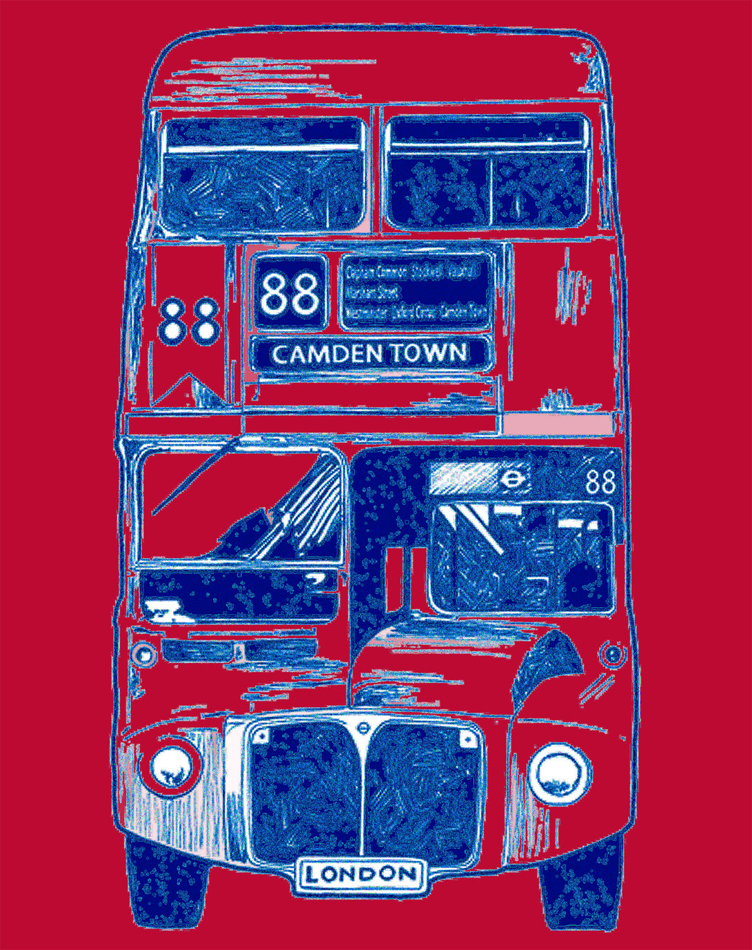Close Up Urban Attitude London Calling Bus 88 Camden Men's T-shirt (Red)