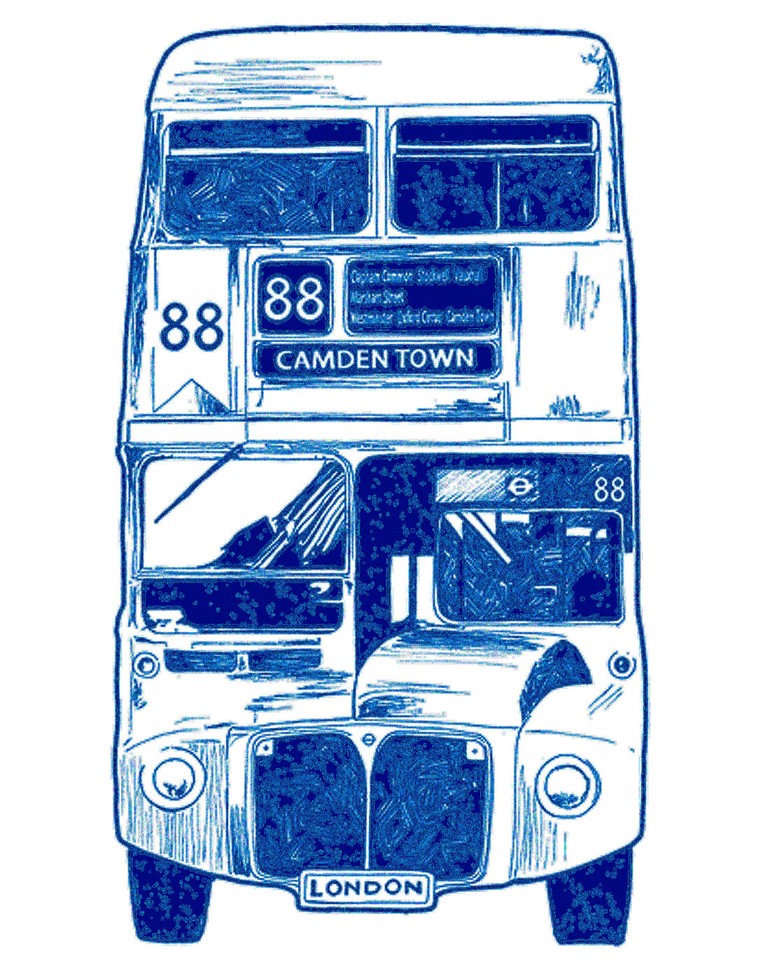 Close Up Urban Attitude London Calling Bus 88 Camden Men's T-shirt (White)