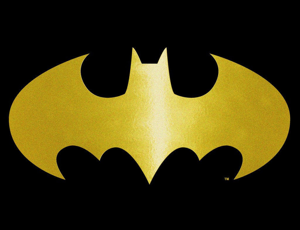 DC Comics Batman Logo Classic Metallic Official Men's T-shirt Black - Urban Species Design Close Up