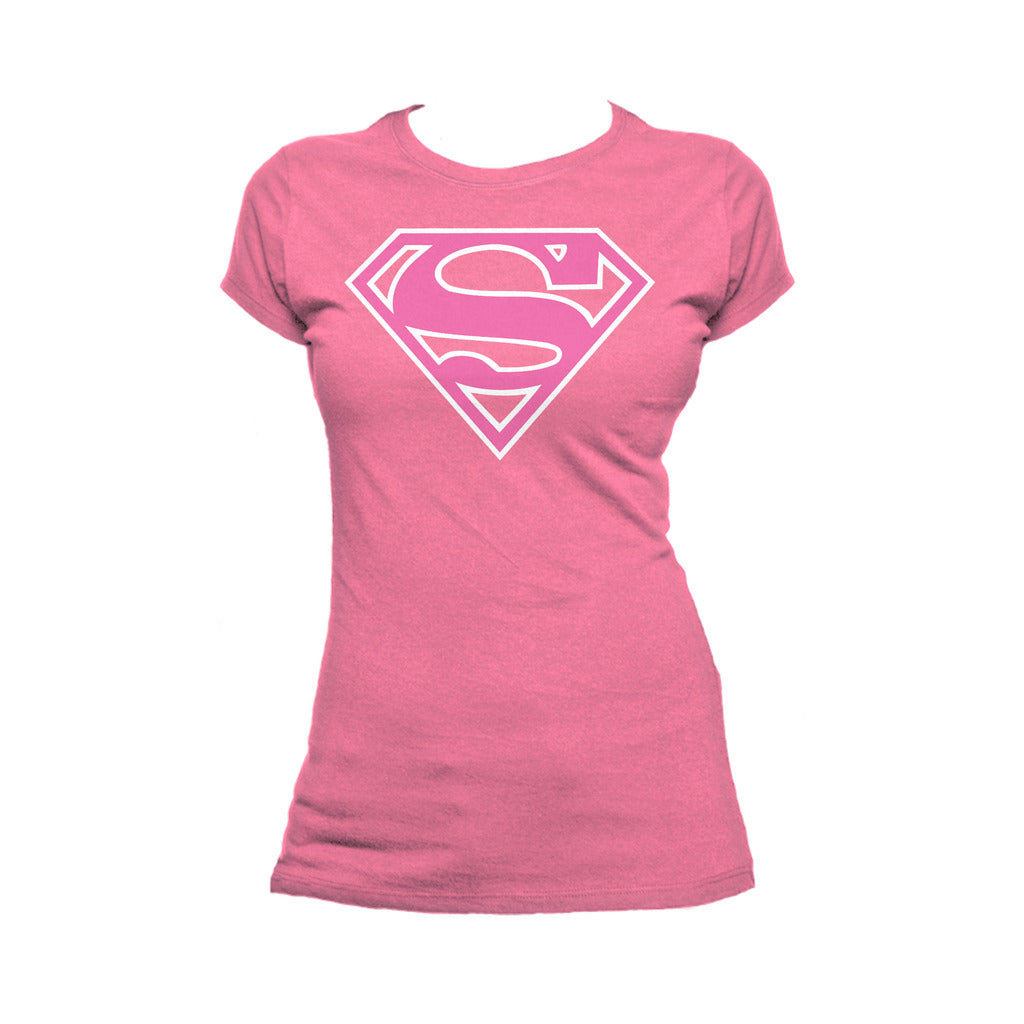 DC Comics Supergirl Logo Classic Official Women's T-shirt Pink - Urban Species