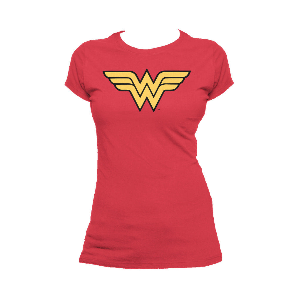 DC Comics Wonder Woman Logo Classic 01 Official Women's T-shirt (Red) - Urban Species Ladies Short Sleeved T-Shirt