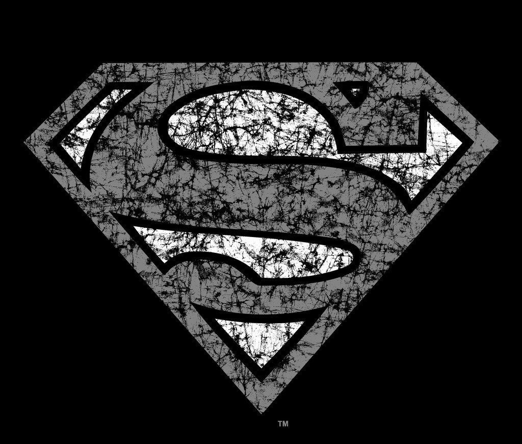 DC Comics Superman Logo Distressed Official Women's T-shirt (Black) - Urban Species Ladies Short Sleeved T-Shirt