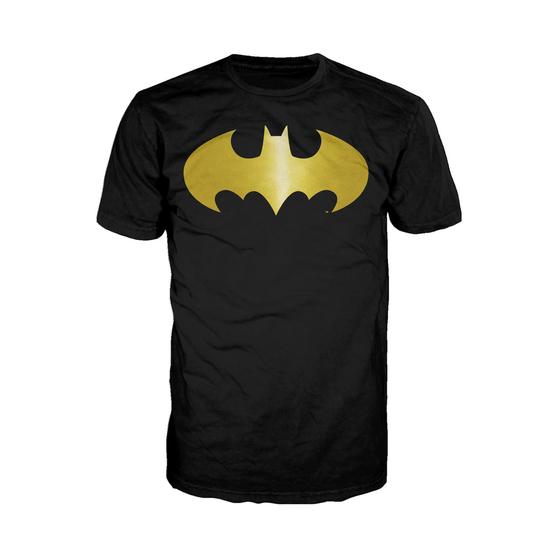 DC Comics Batman Logo Classic Metallic Official Men's T-shirt Black - Urban Species