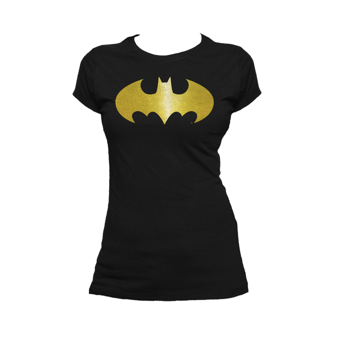 DC Comics Batman Logo Classic Metallic Official Women's T-shirt Black - Urban Species