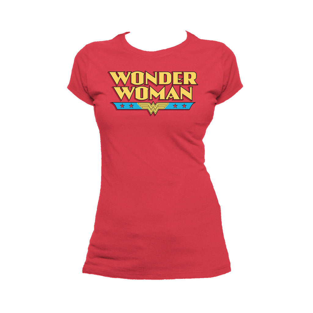 DC Comics Wonder Woman Logo Classic 02 Official Women's T-shirt (Red) - Urban Species Ladies Short Sleeved T-Shirt