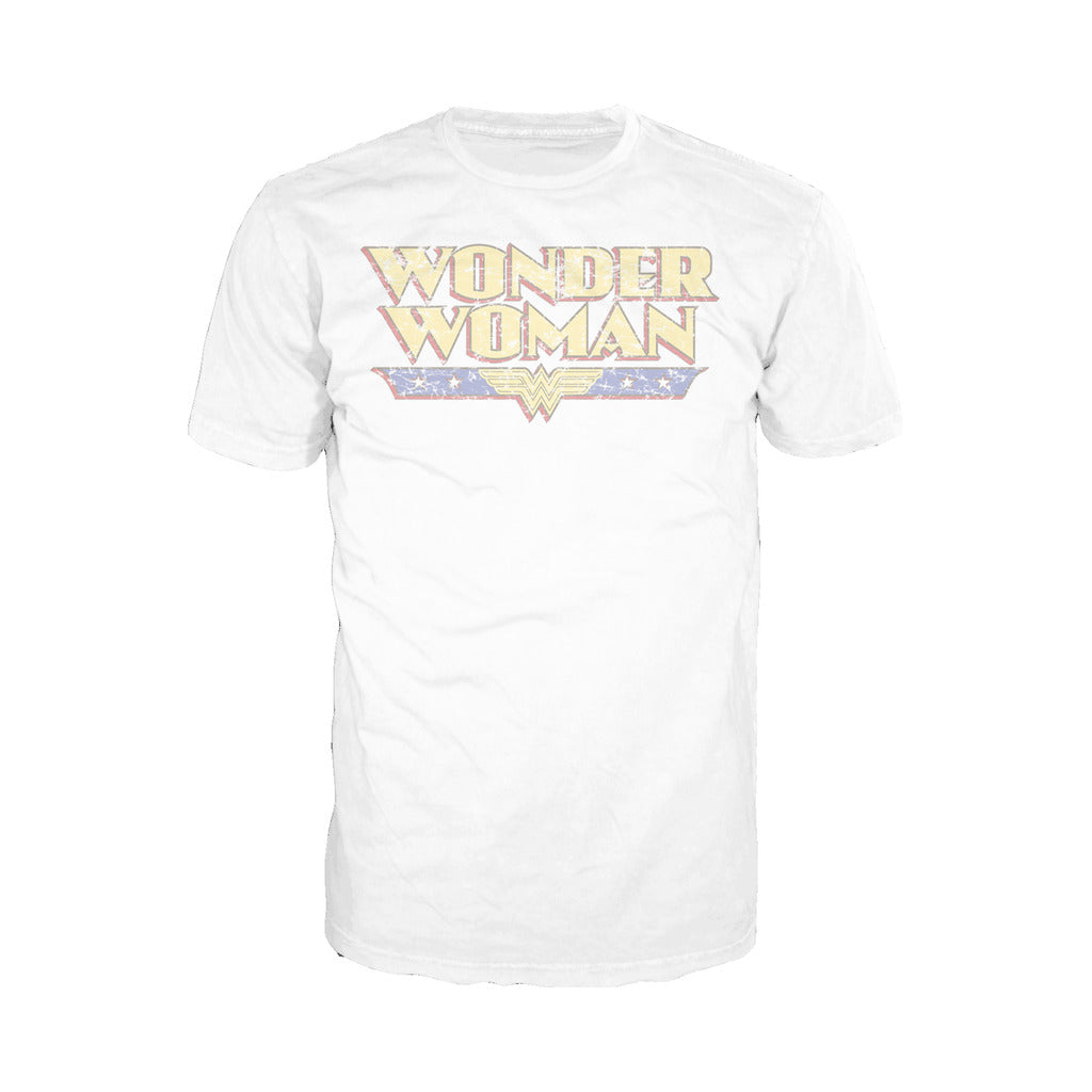 DC Comics Wonder Woman Logo Vintage Official Men's T-shirt (White) - Urban Species Mens Short Sleeved T-Shirt
