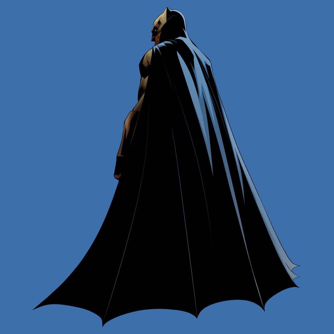 DC Batman V Superman Batman Character Cloak Official Men's T-shirt Blue - Urban Species Design Close Up