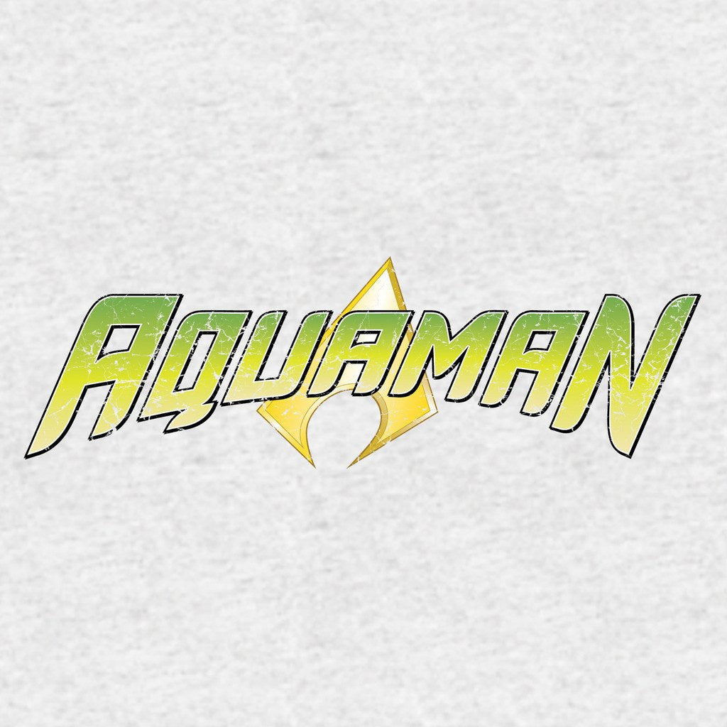 DC Comics Aquaman Distressed Logo Official Sweatshirt Sports Grey - Urban Species Design Close Up