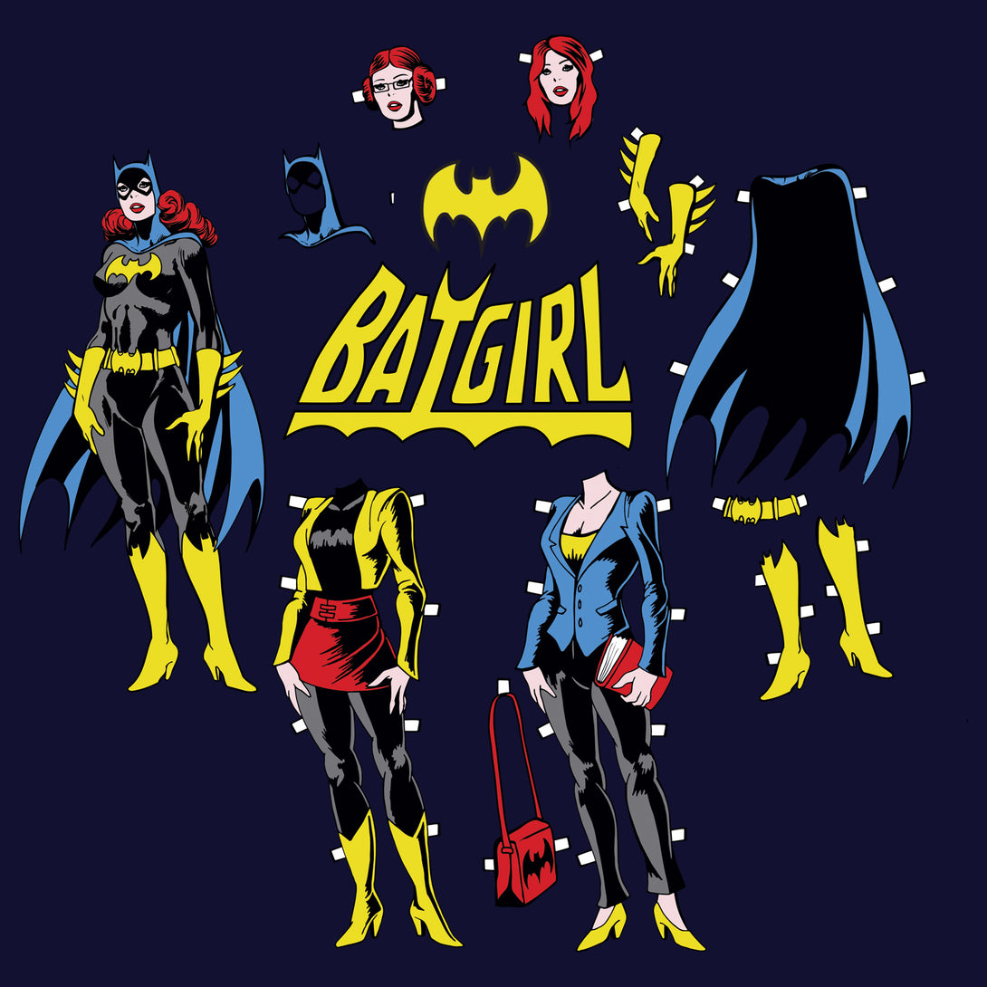 DC Comics Batgirl Logo Cut Out Official Women's T-shirt Navy - Urban Species Design Close Up