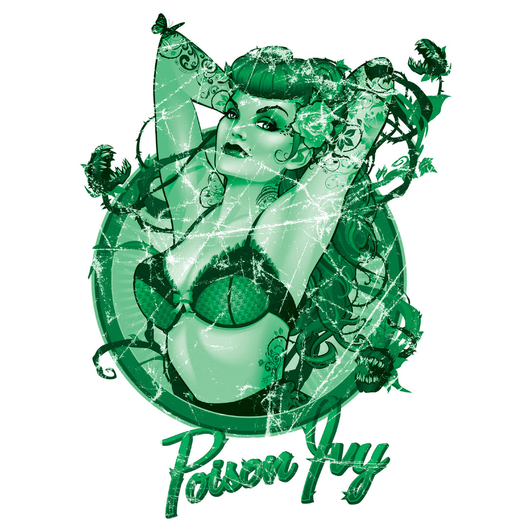 DC Comics Bombshells Poison Ivy Character Official Women's T-shirt White - Urban Species Design Close Up