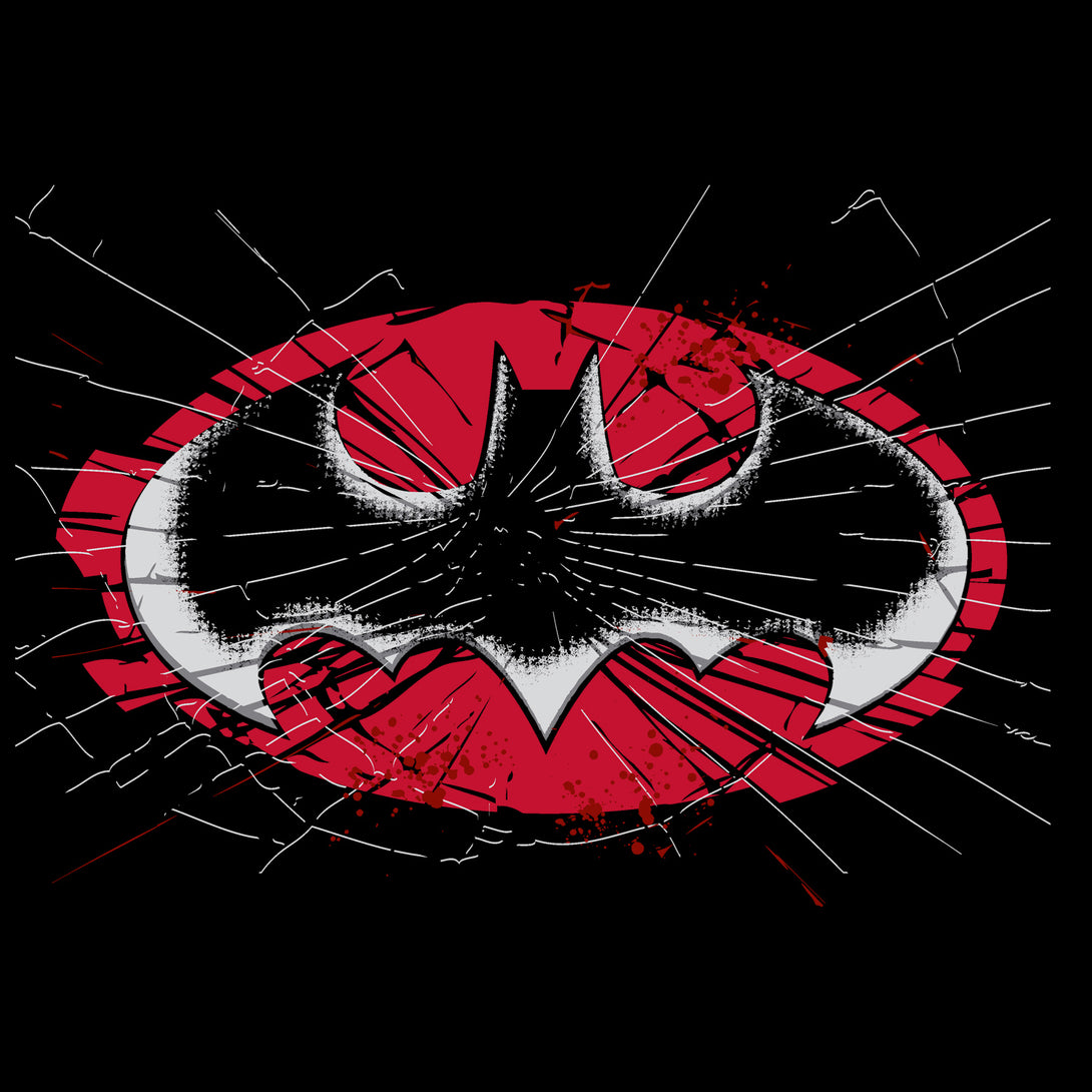 DC Comics Batman Logo Glass Official Kid's T-Shirt Black - Urban Species Design Close Up