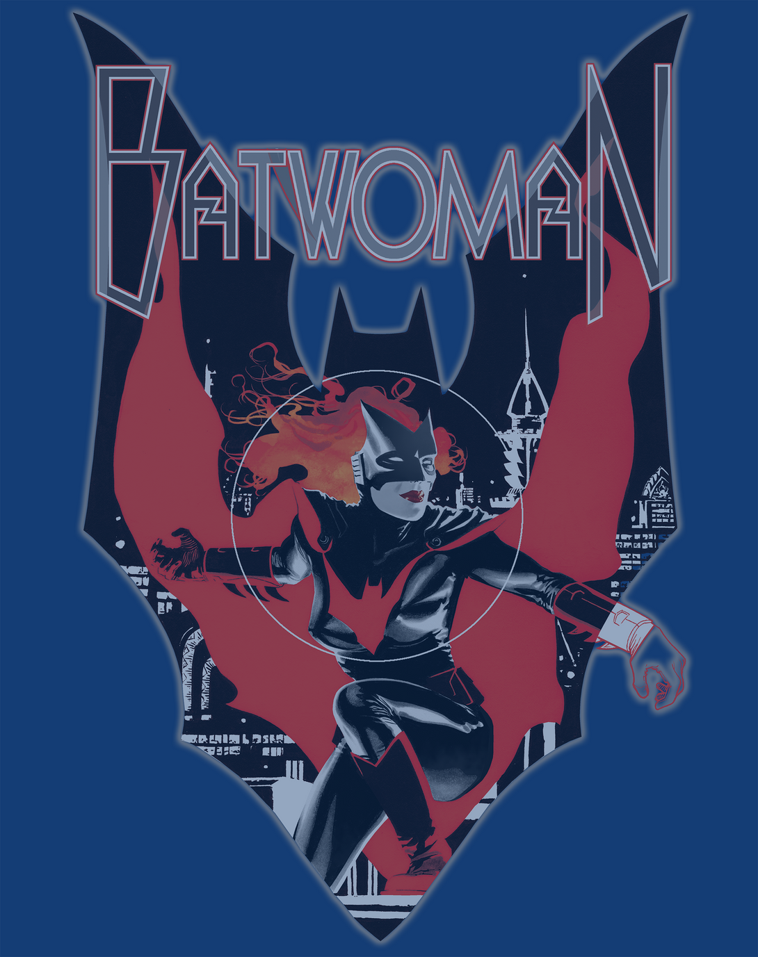 DC Comics Batwoman Cover JH Williams Women's T-shirt Blue - Urban Species Design Close Up
