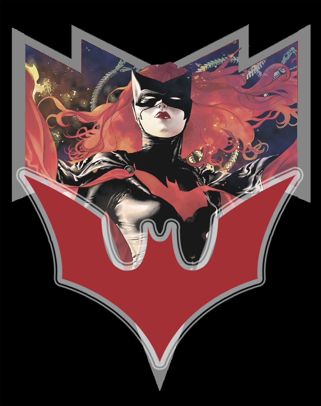 DC Comics Batwoman Logo Elegy Women's T-shirt Black - Urban Species Design Close Up