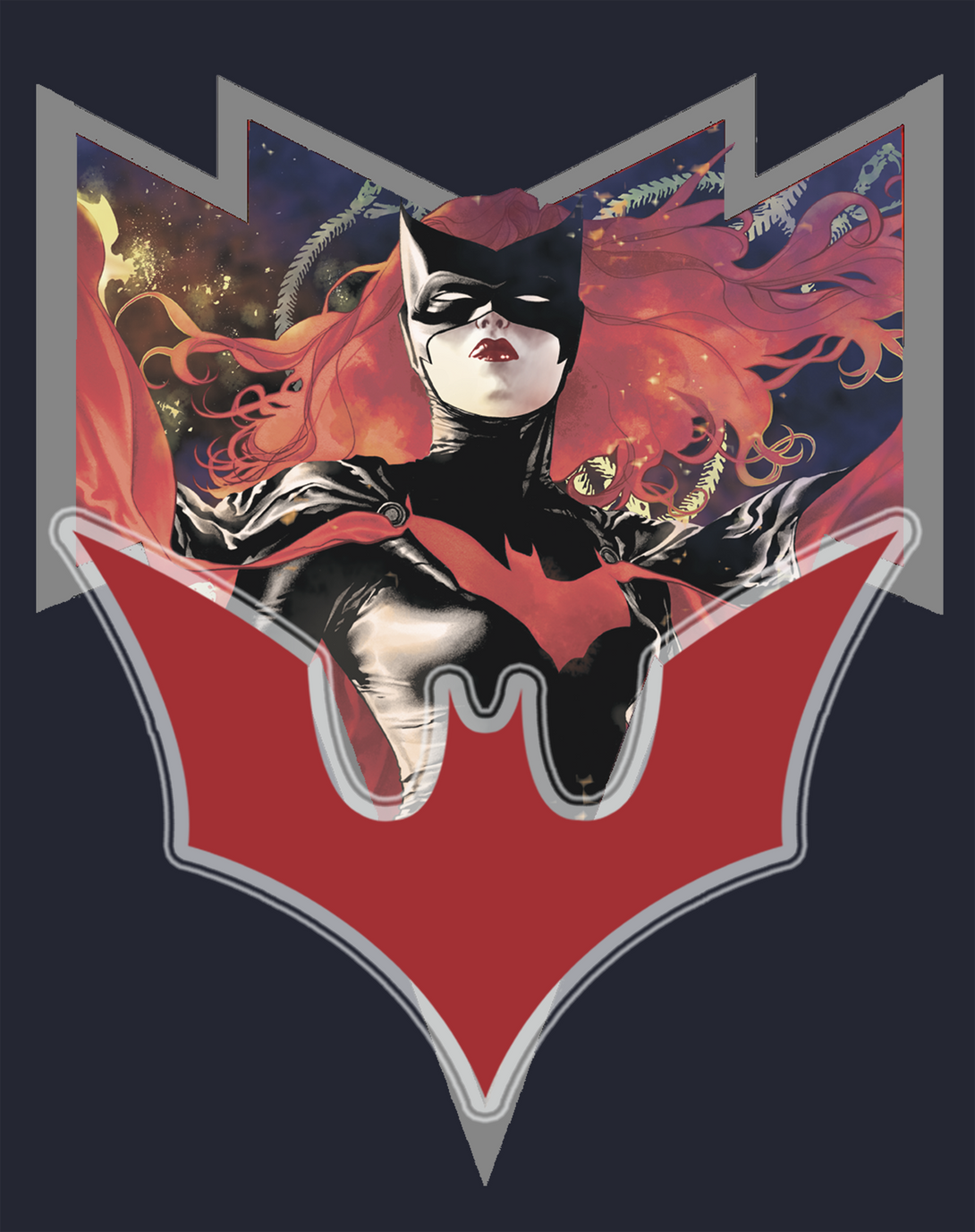 DC Comics Batwoman Logo Elegy Official Varsity Jacket Navy - Urban Species Design Close Up