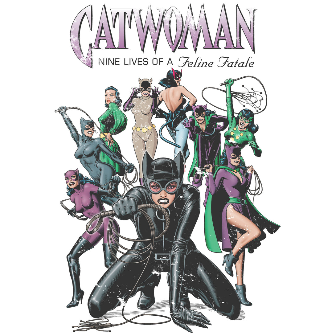 DC Comics Catwoman Cover Nine Lives Official Women's T-shirt White - Urban Species Design Close Up