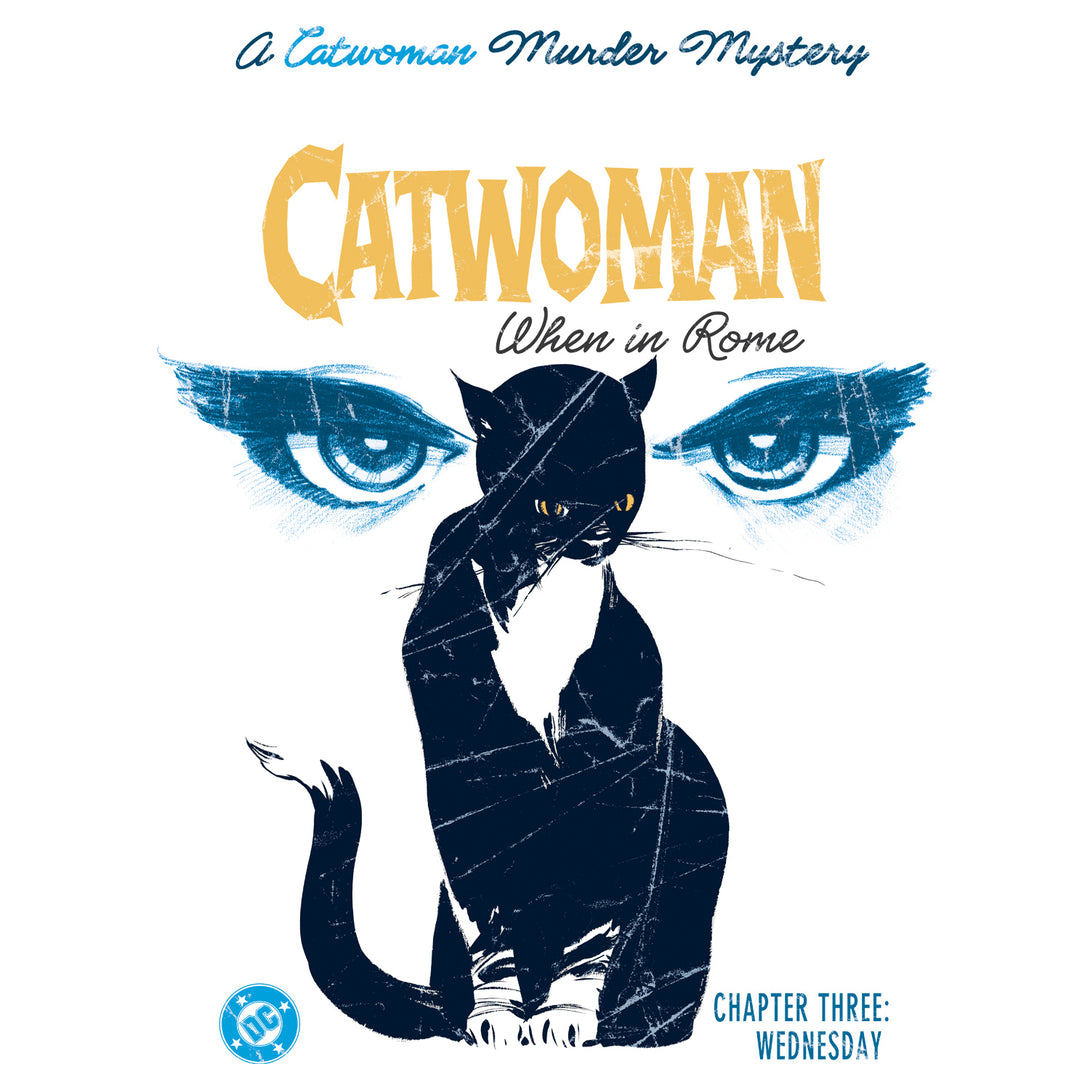 DC Comics Catwoman Cover Rome Official Women's T-shirt White - Urban Species Design Close Up