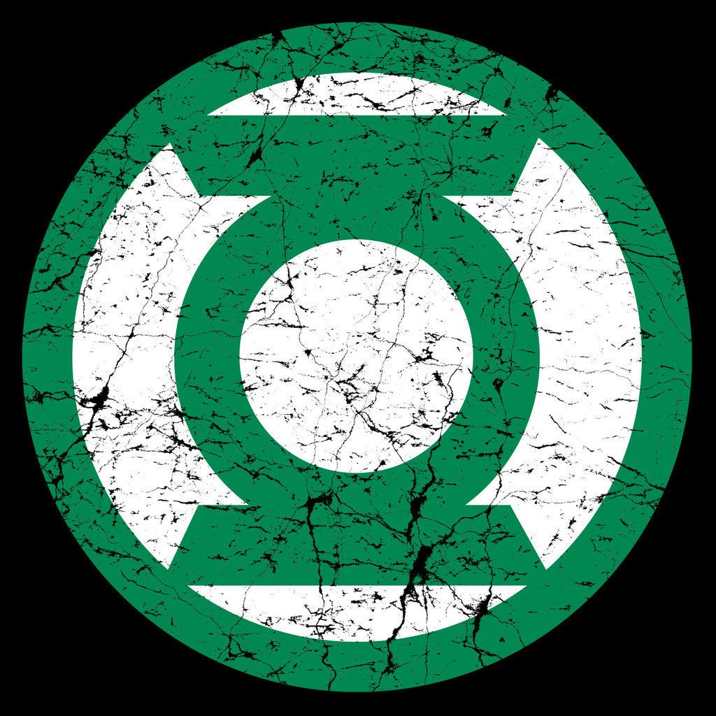 DC Comics Green Lantern Distressed Logo Official Women's T-shirt Black - Urban Species Design Close Up