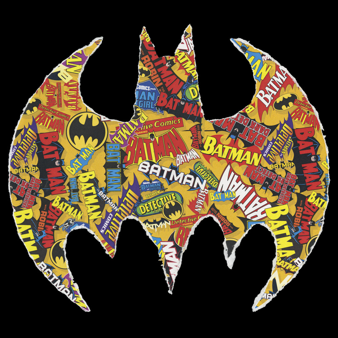 DC Comics Batman Comic Mash Logo Official Hoodie Black - Urban Species Design Close Up