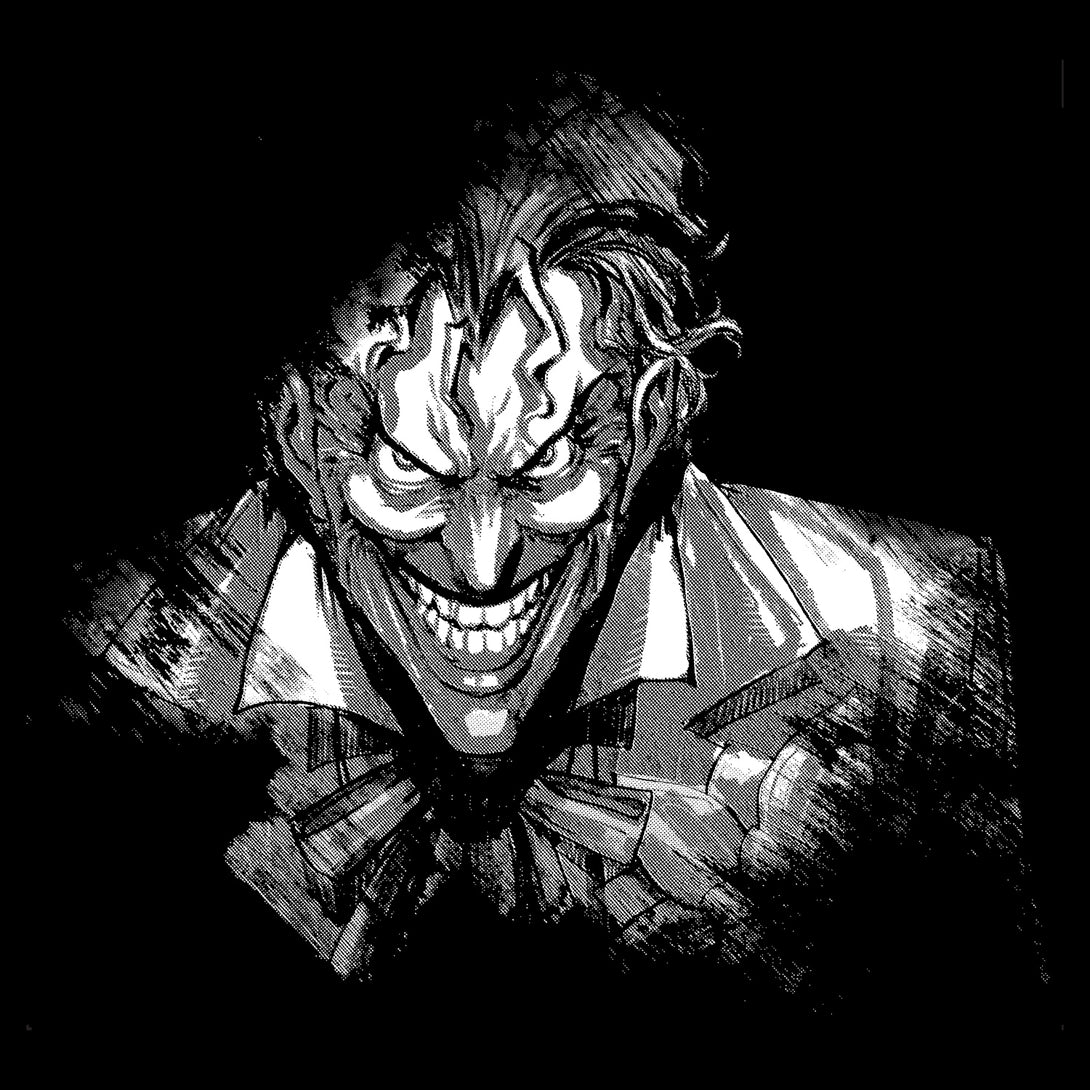 DC Comics Joker Character Silhoutte Official Men's T-Shirt Black - Urban Species Design Close Up